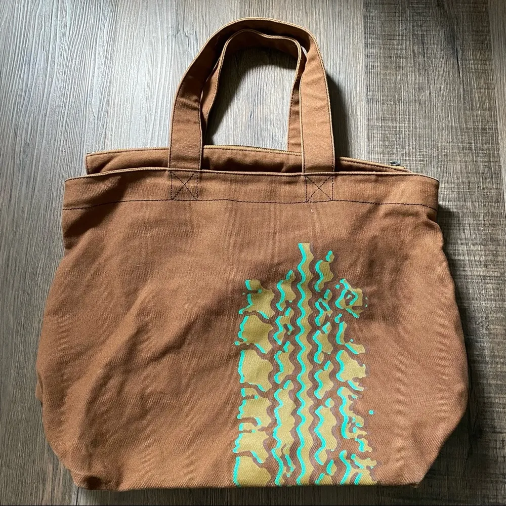 Vintage Y2K Marc Jacobs Brown & Green Canvas Tote Bag - Image 2