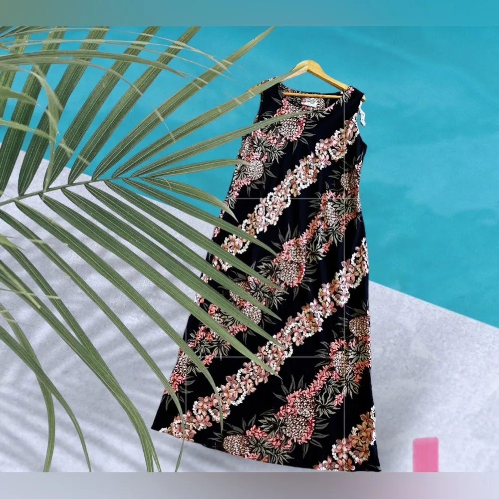Hilo Hattie vintage hawaiian maxi dress size Large Black - Image 6