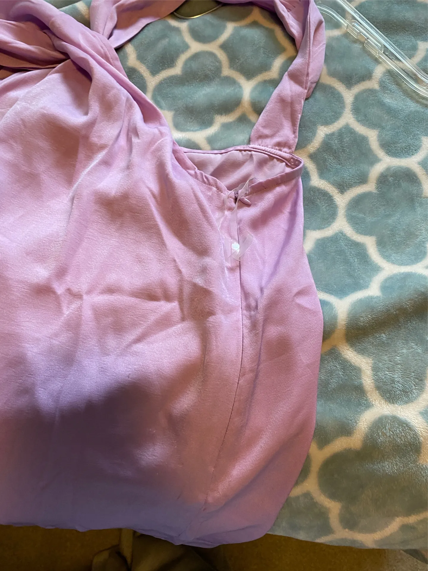 Lilac Satin Twist Neck Top Purple Size L - Image 7