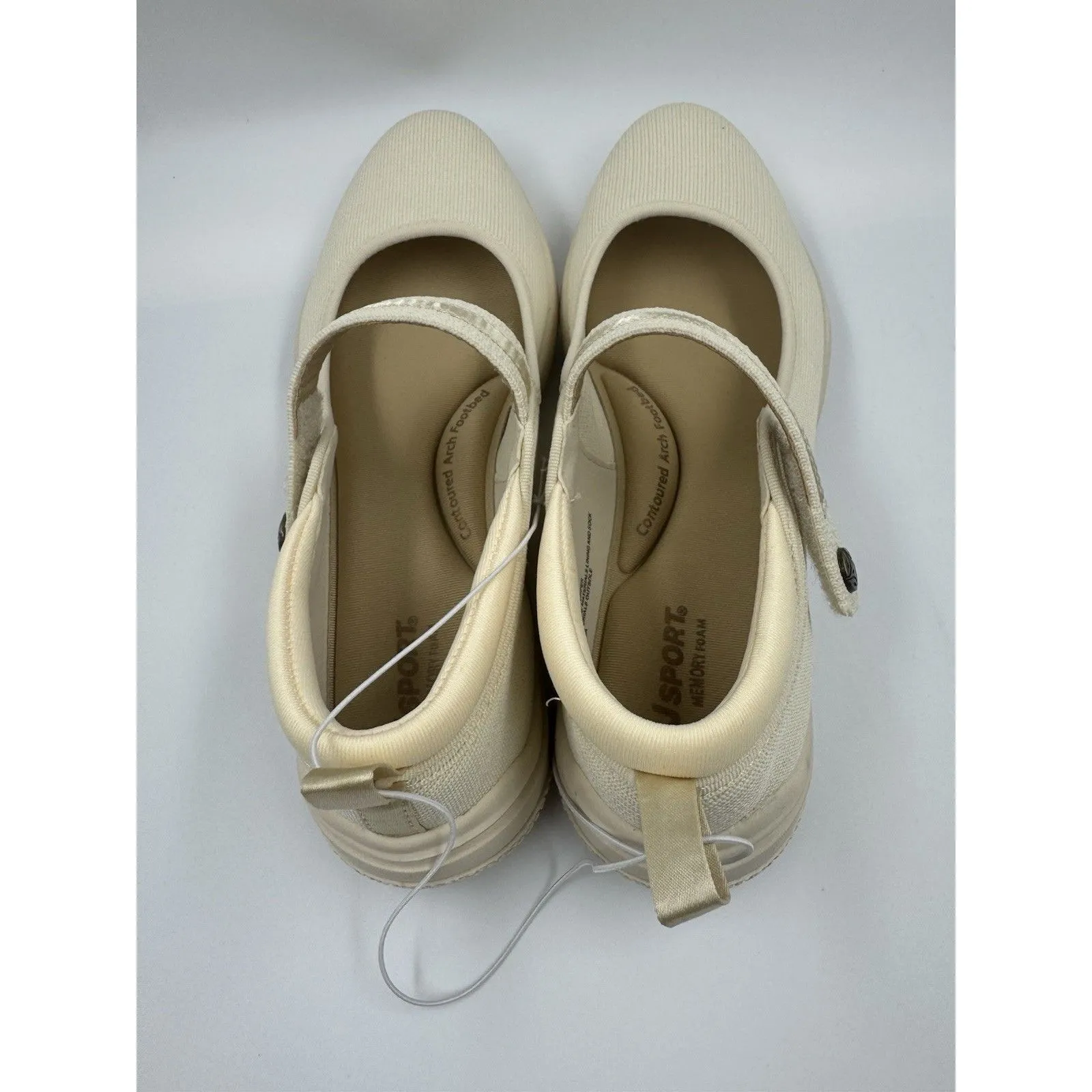 Jsport Womens Shoes Cream Mary Jane Memory Foam Contoured Arch Lightweight 7.5 - Image 7