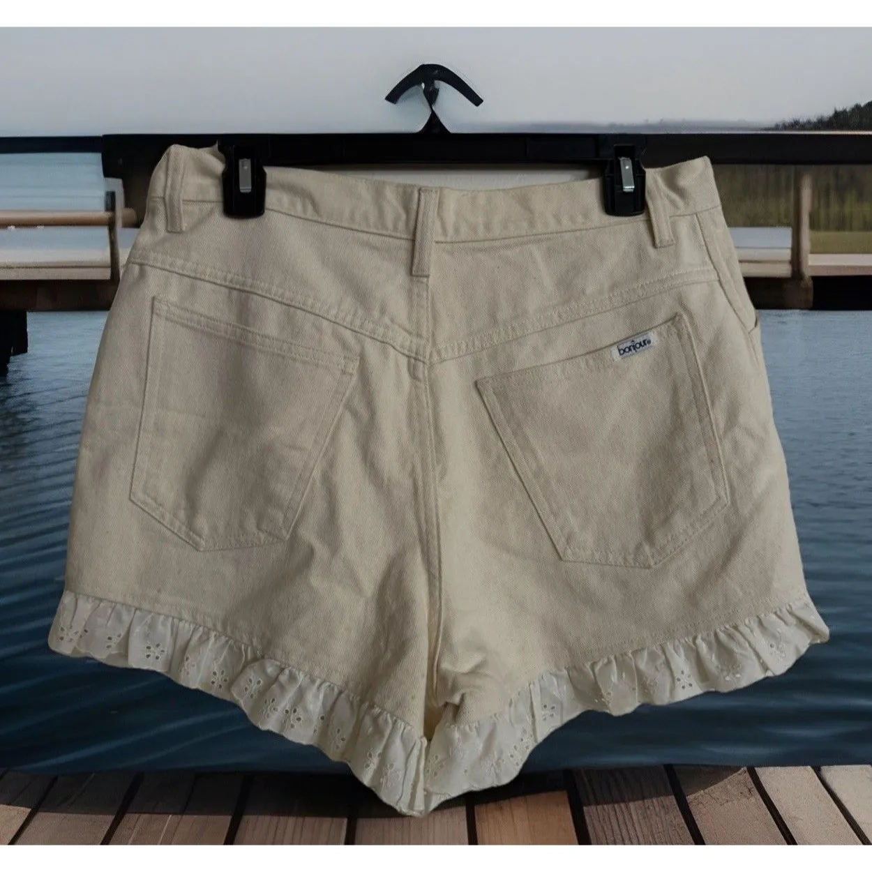 Vintage 80s Bonjour Women’s Sz 13/14‎ Eyelet Lace Short Granny core Shabby Chic - Image 2