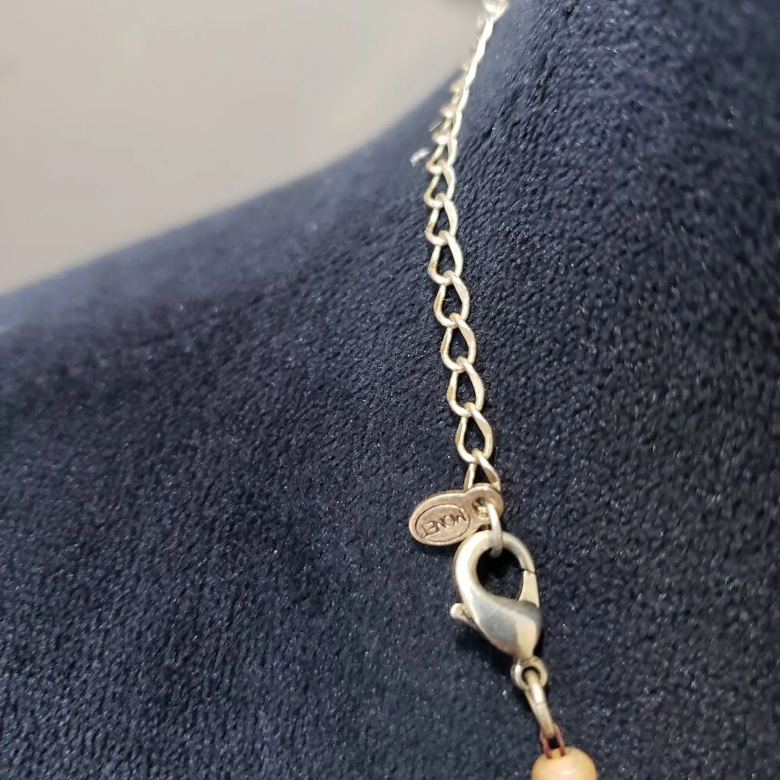 Women Fashion Gold Plated Mix Bead Enamel Square Monet Pendant Necklace - Image 6