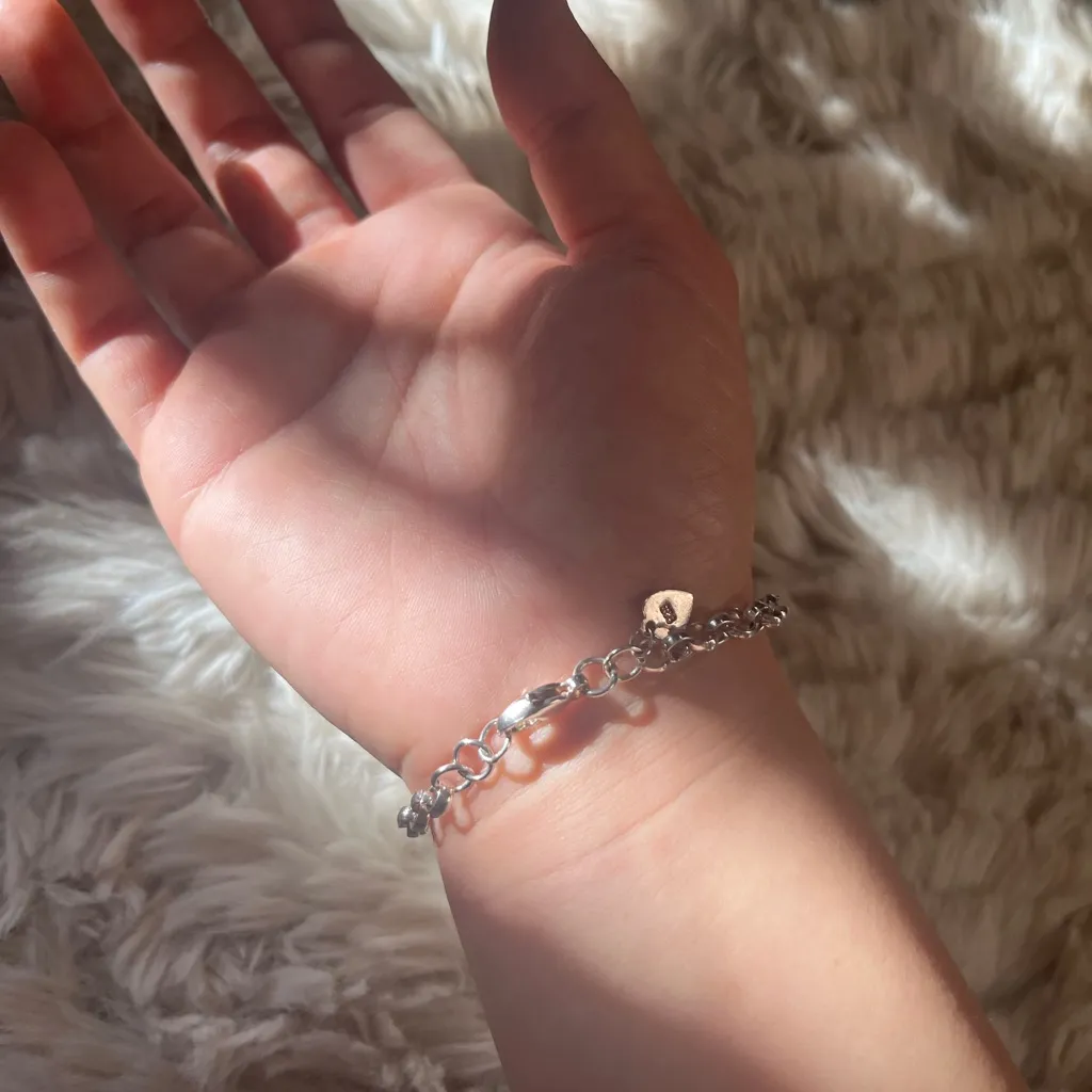 Vintage sterling silver rolo chain bracelet - Image 2