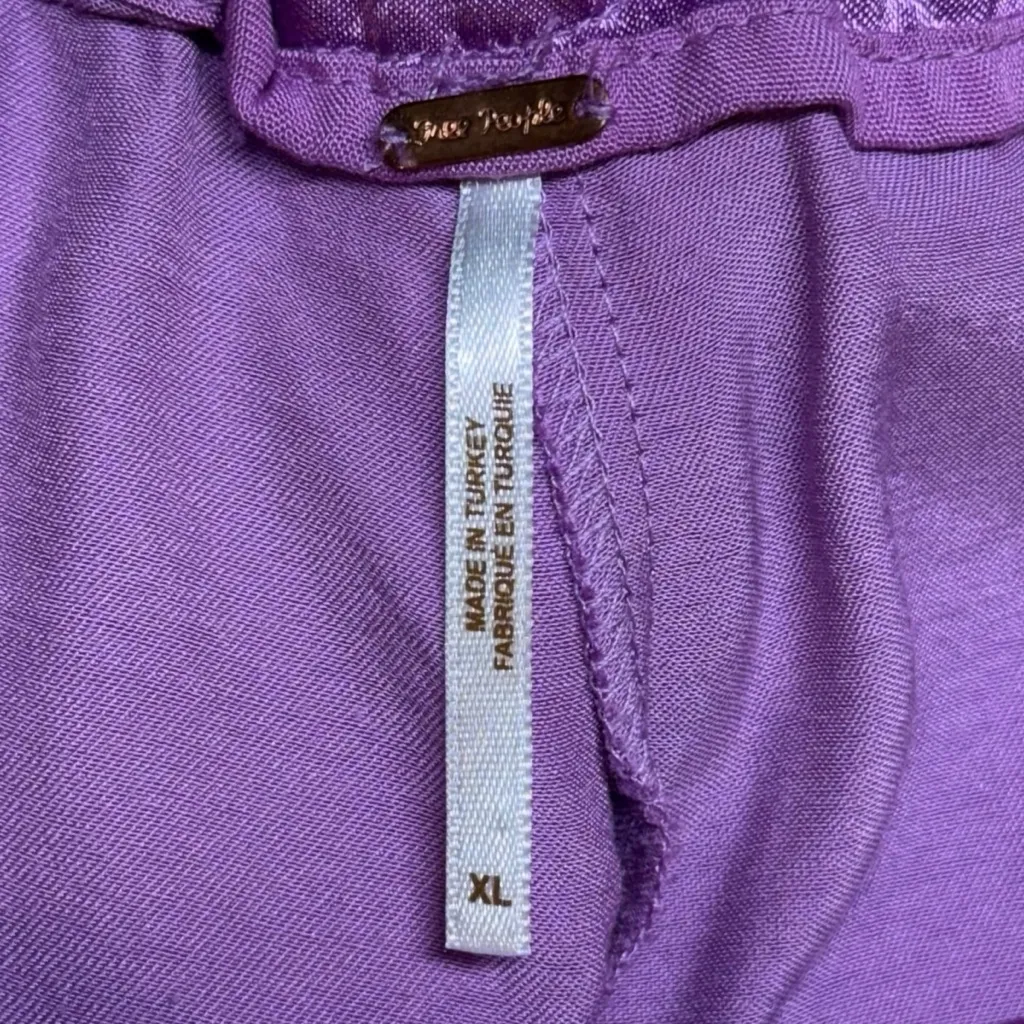 Free People Good Days Satin Trousers Pants Size XL Wide Leg Relaxed Fit Pleated - Image 14