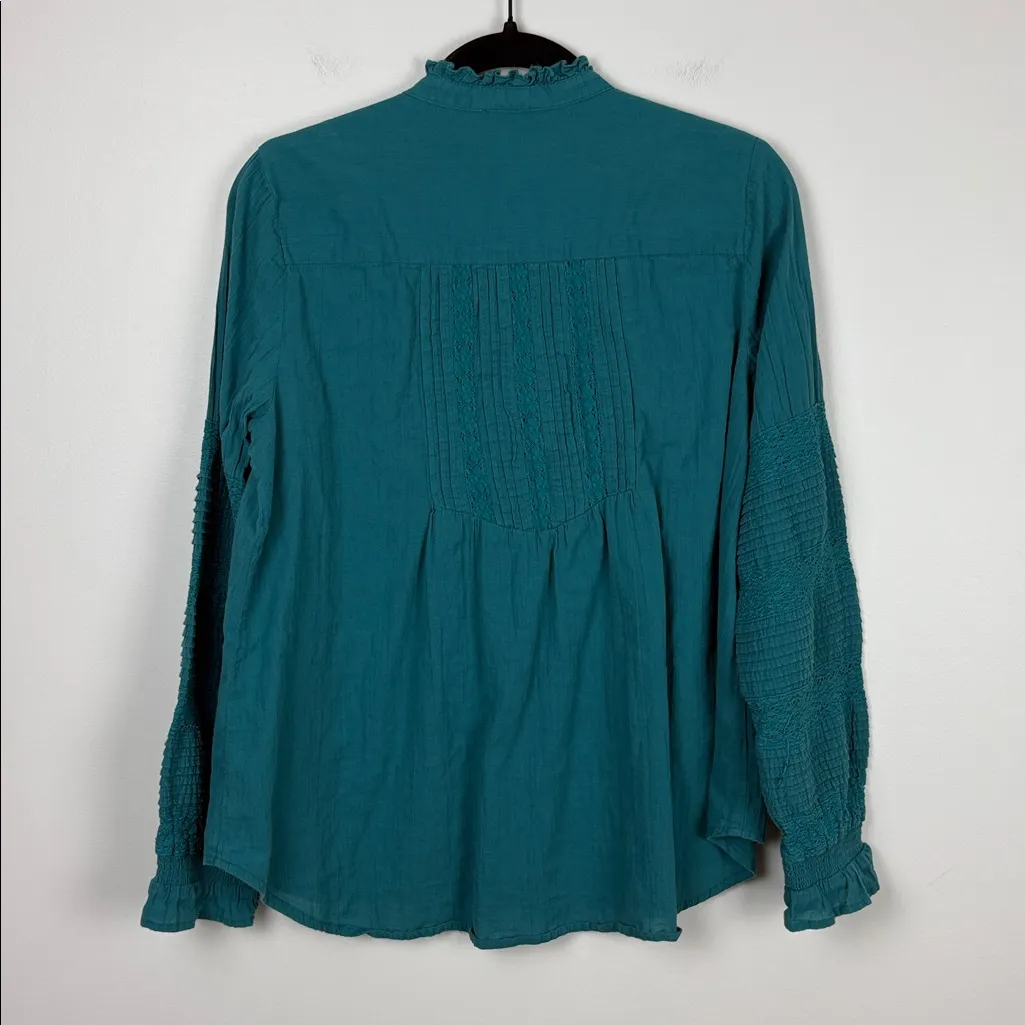 Sundance Catalog Luella Victorian Top Long Sleeve Teal Green Women’s Size Medium Blue - Image 7
