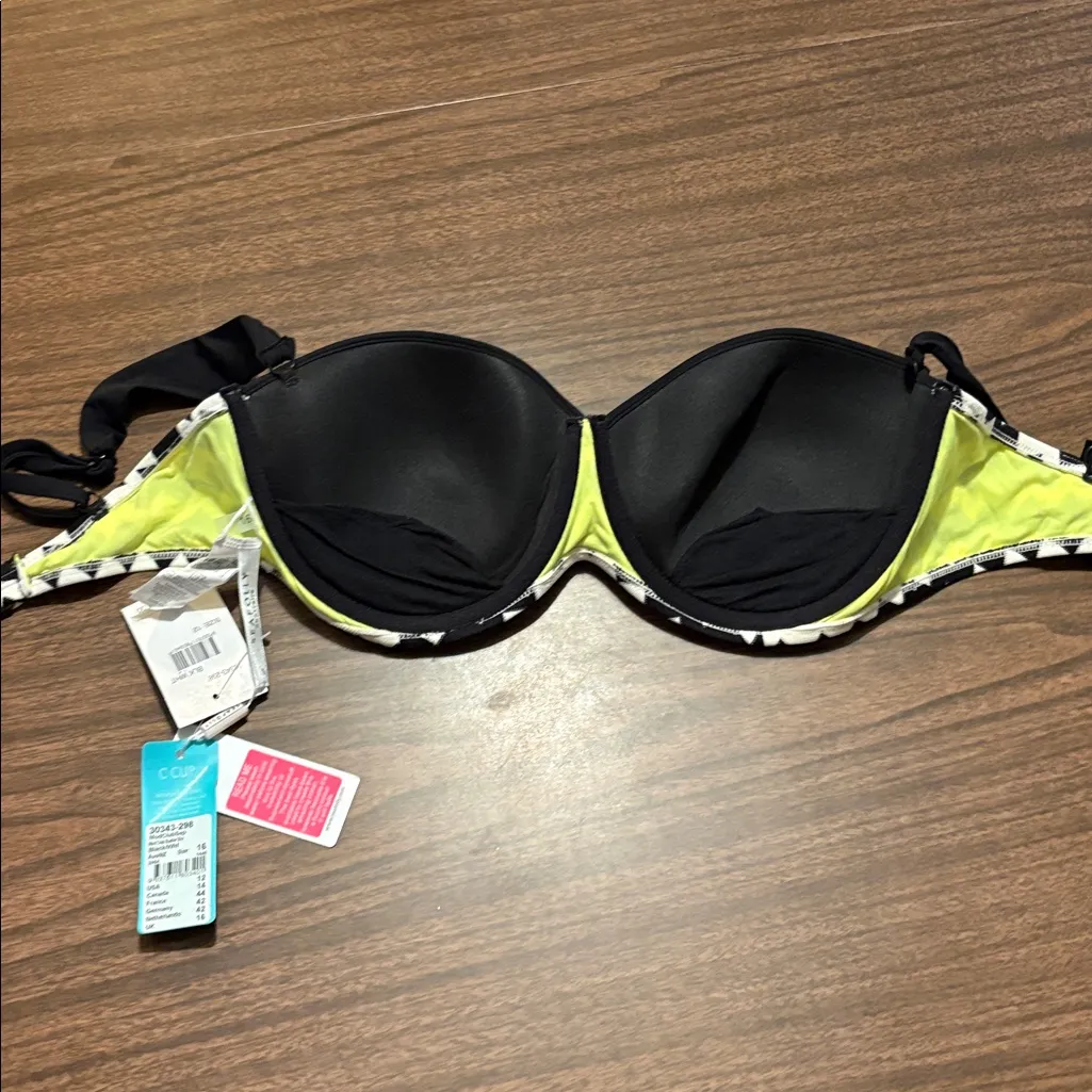 NEW Seafolly Australia Size 12 Mod Club Bustier Bra Bikini Top Black White NWT - Image 2