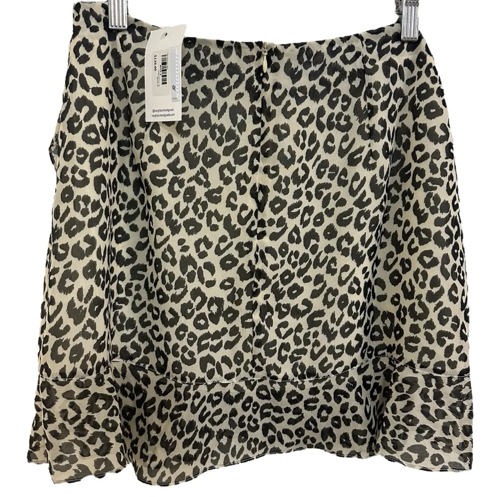 8apart Artemis Animal Print Chiffon Wrap Look Ruffled Fully Lined Mini Medium Black - Image 6