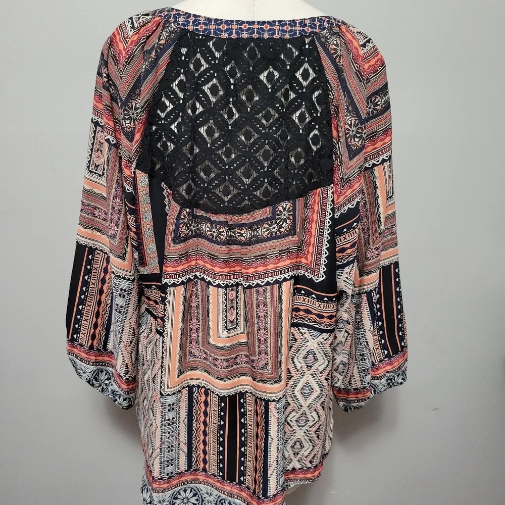 Valerie's Stevens mixed media patterned peasant blouse size xl - Image 5