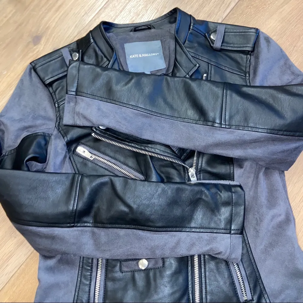 Kate & Mallory faux leather suede moto jacket - Image 4