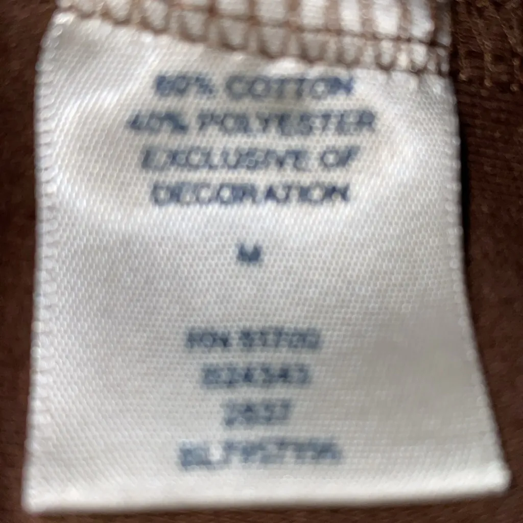 BLAIR mock turtleneck long sleeve chocolate brown embroidered crest fall size M - Image 6