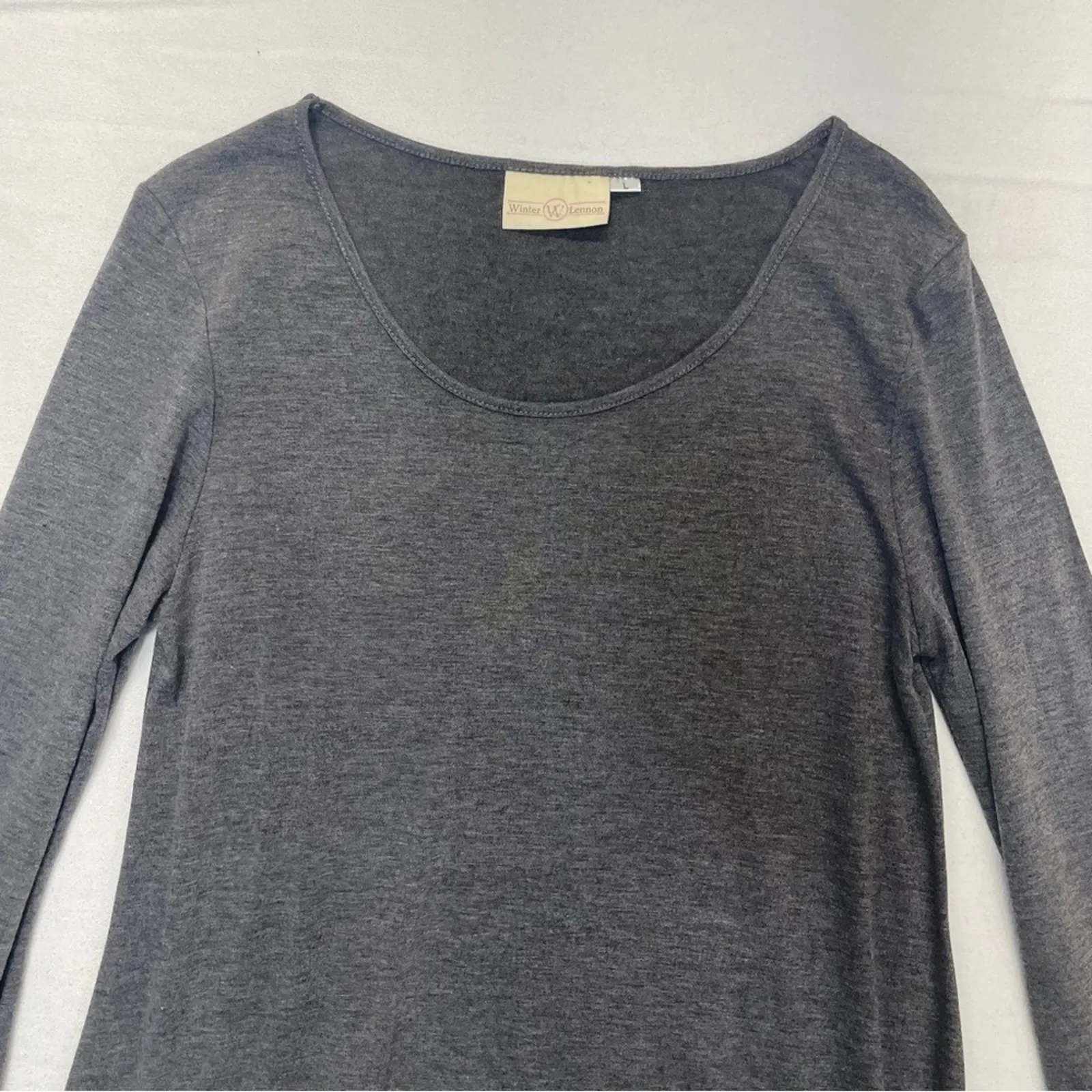 Winter Lennon Gray Lace Tunic Top Women’s Size Large long sleeve boho - Image 2