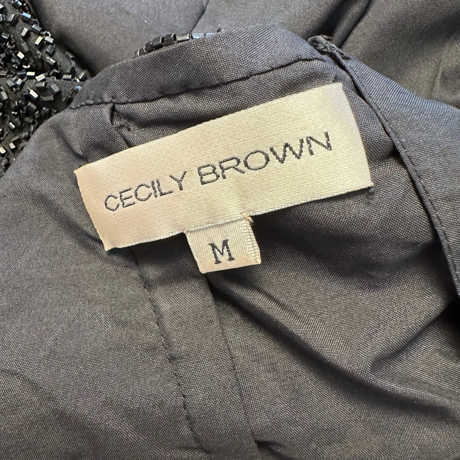 Cecily Brown Black Silk Beaded Backless Halter‎ Top Size M Size M - Image 6