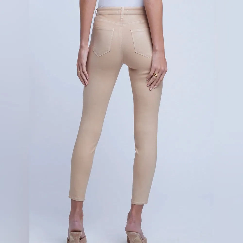 L'AGENCE Women's Margot High-Rise Skinny Nude White Coat Contrast Size 25 NWT - Image 3