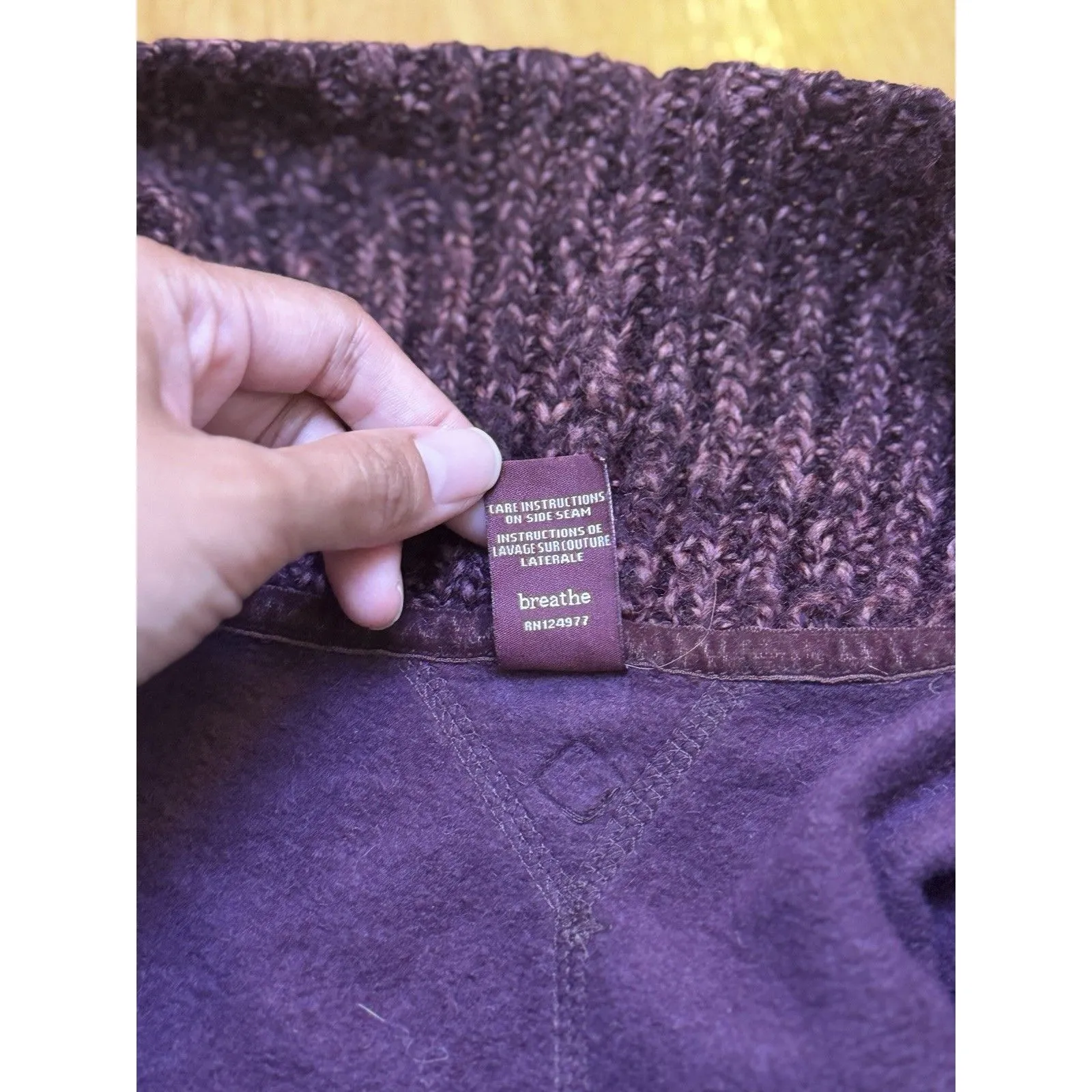 PrAna Women's Demure Open Long Sleeve Cardigan Wool Blend Eggplant Purple Size S - Image 12
