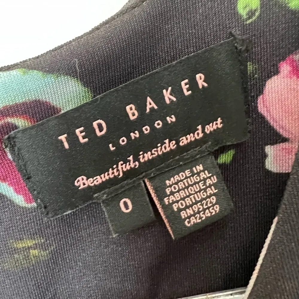 Ted Baker London Izzie floral oil painting long sleeve dress size 2 - Image 8