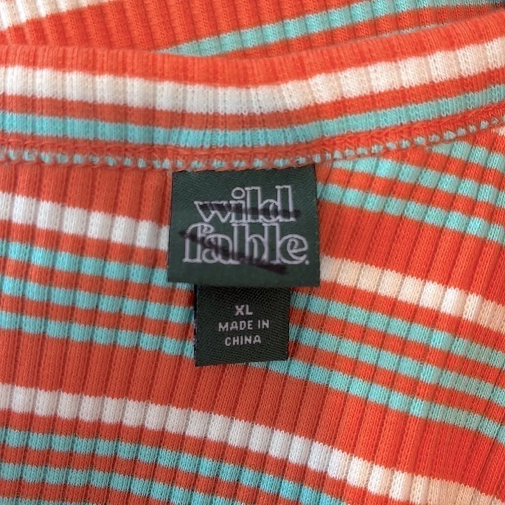 Wild Fable One Shoulder Bodysuit with Side Cutout Orange & Teal Striped Size XL - Image 4