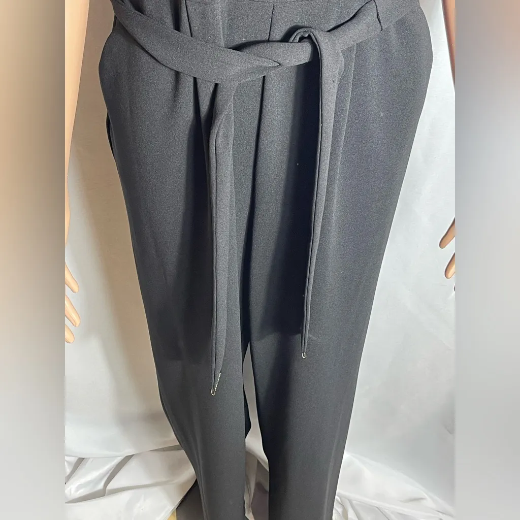 Tommy Hilfiger Women’s Black Sleeveless Belted Jumpsuit 10P Petite Mock Neck - Image 2