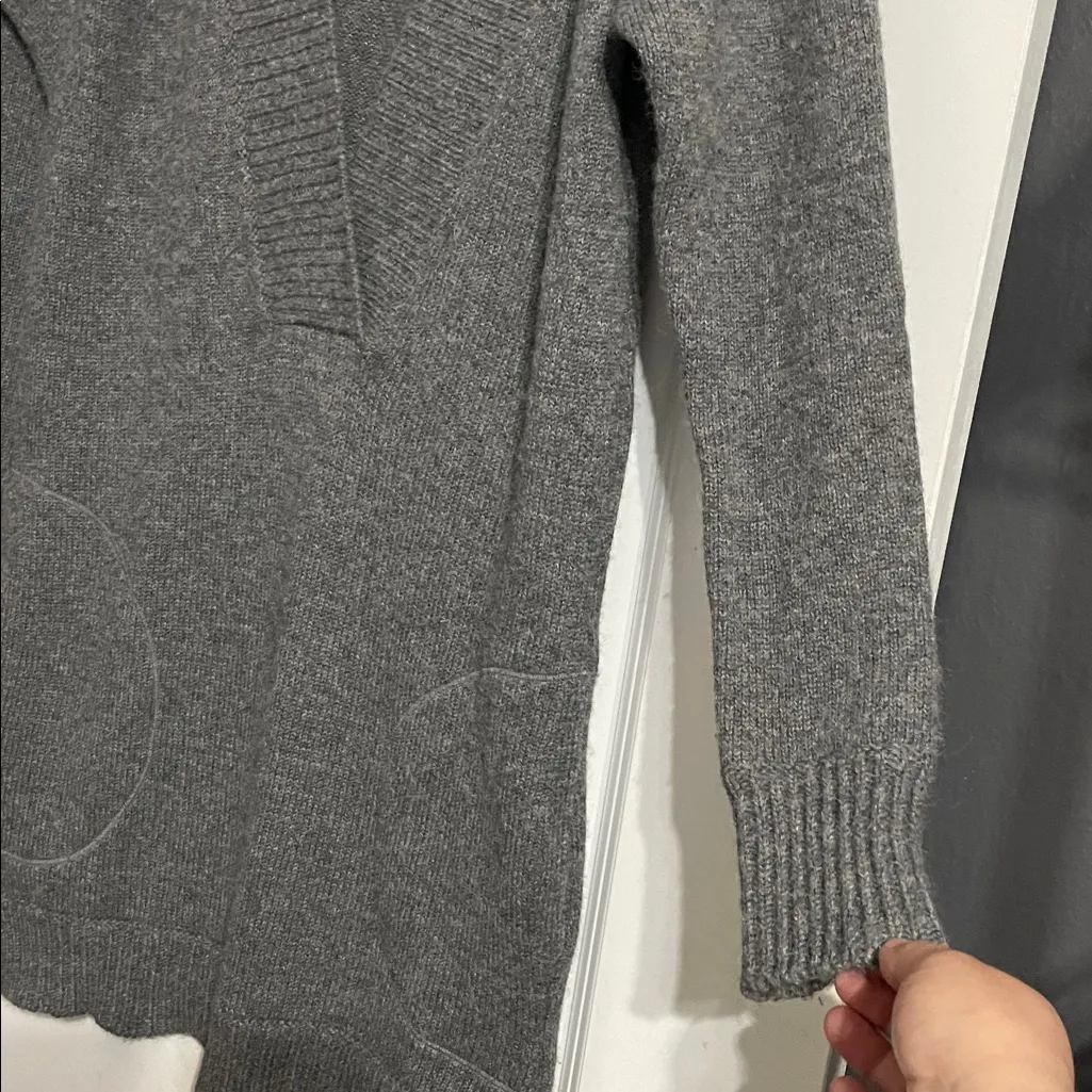 Vince Cashmere Alpaca Wool Blend Gray Deep V-Neck Sweater Mini Dress Pockets L - Image 5