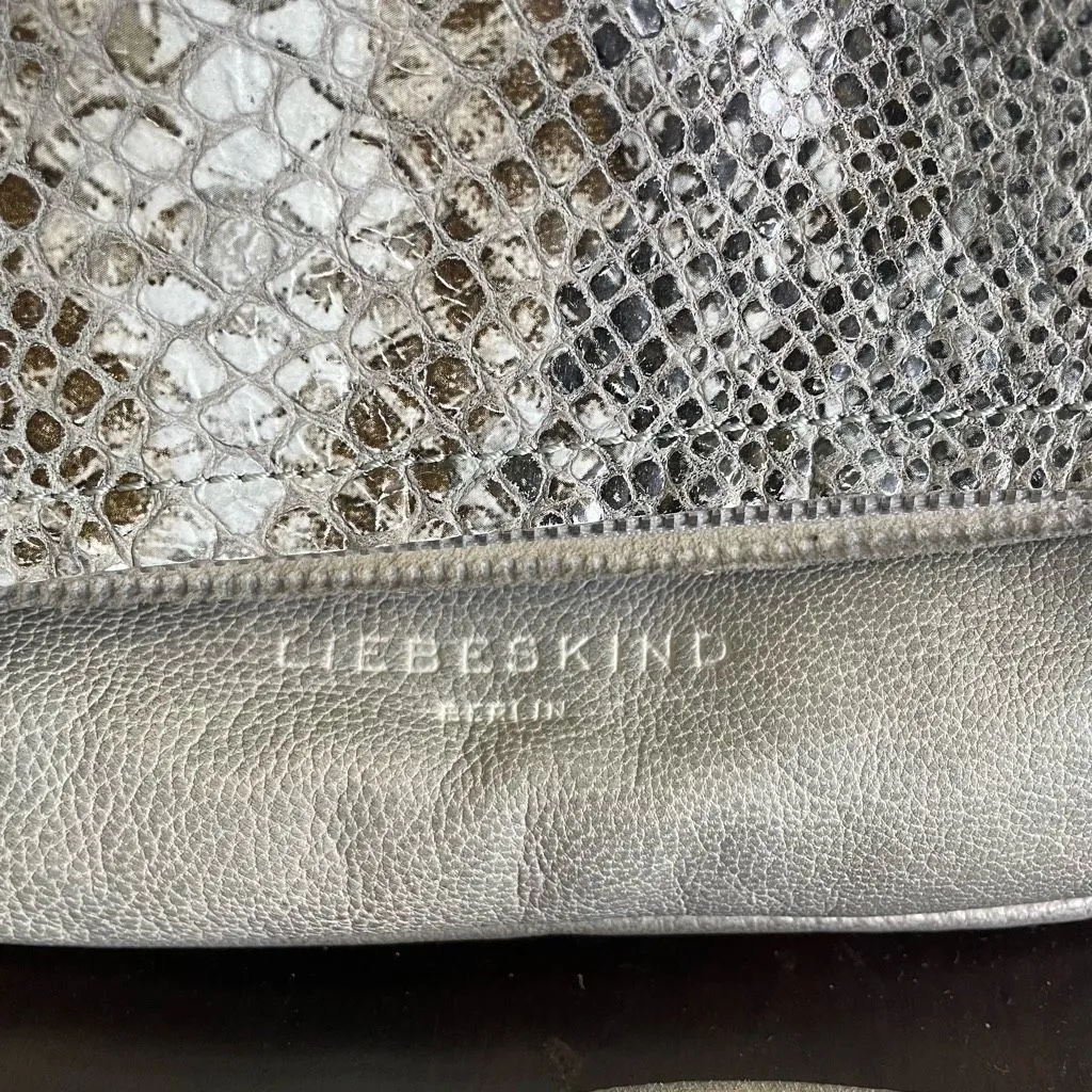 Liebeskind Berlin Nyala Goat Leather Colored Snake Crossbody Purse Bag Grey - Image 2