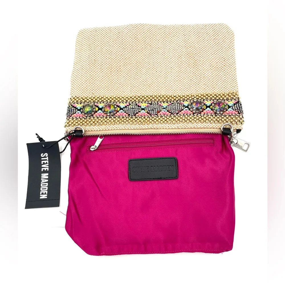 Steve Madden Marcia Clutch Purse Beaded Tassels Rhinestones - Image 6