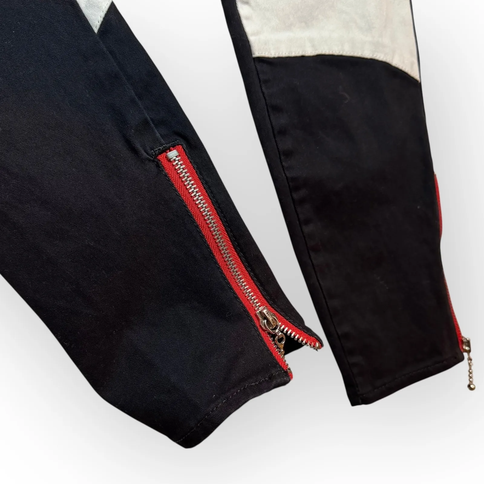 RARE Urban Outfitters Women's Britt Colorblock Moto Pant in Black White and Red - Image 12