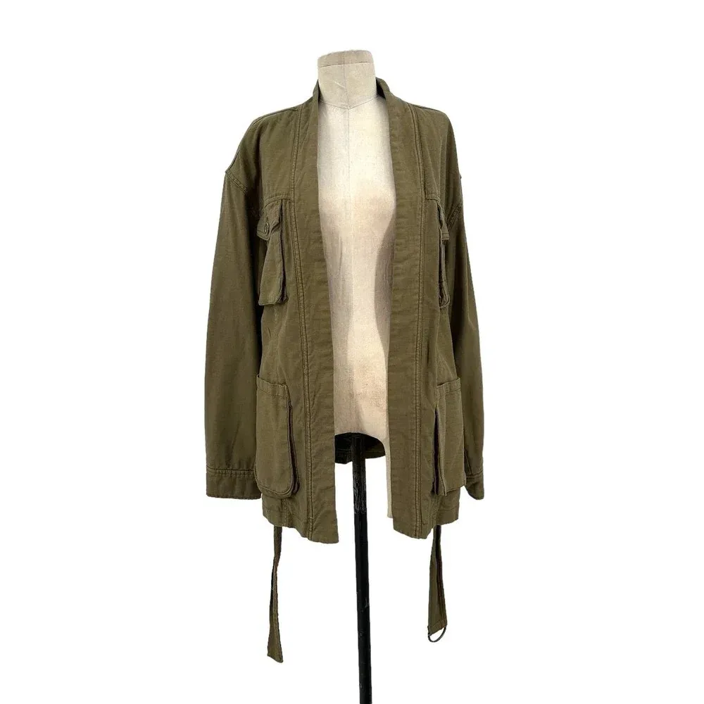 Free People In Our Nature Cargo Jacket‎ in Olive Green Size Small - Image 4