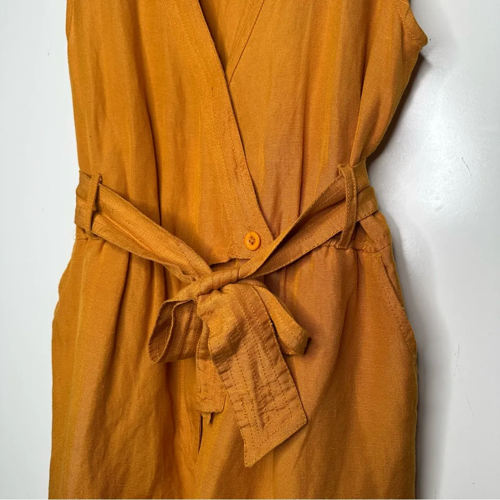 Maeve Anthropologie Luana Linen Blend Romper Gold Mustard Size 6 - Image 6