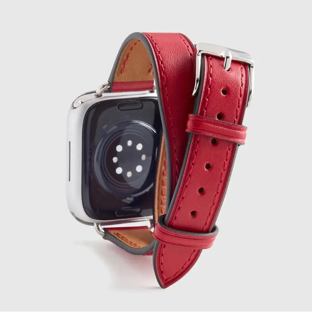NEW QUINCE Red Leather Double Wrap Smart Watch Band 38mm to 41 mm - Image 5