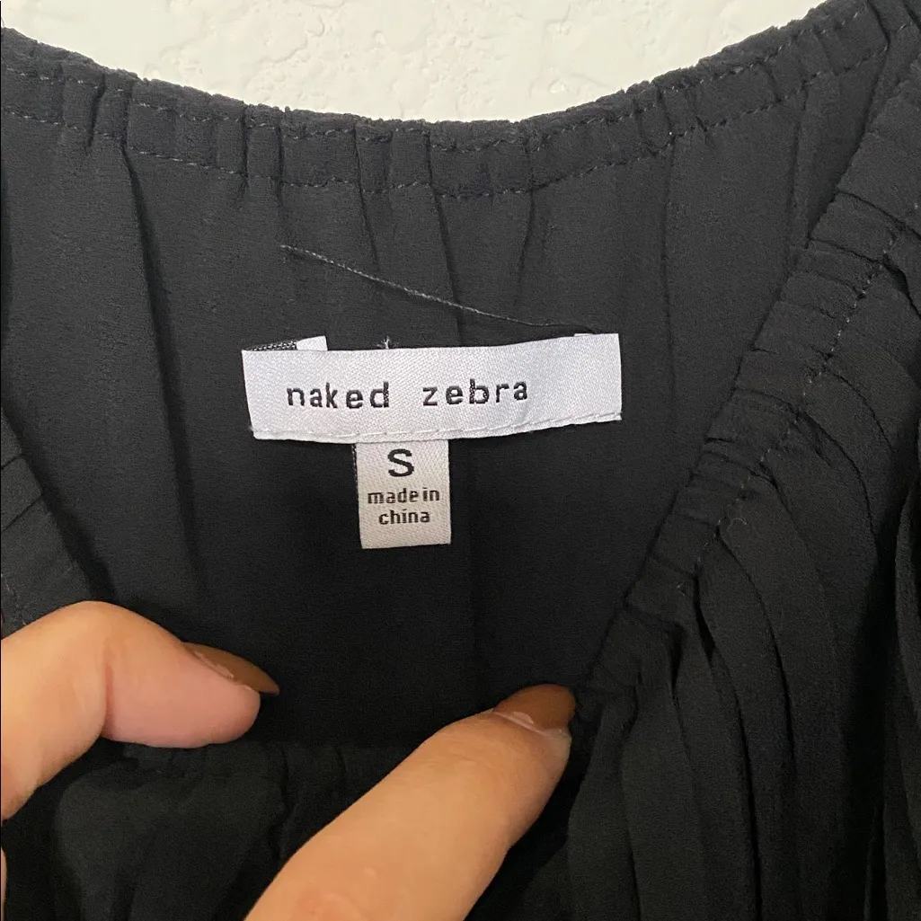 Naked Zebra Black Pleated Romper Spaghetti Straps - Image 2
