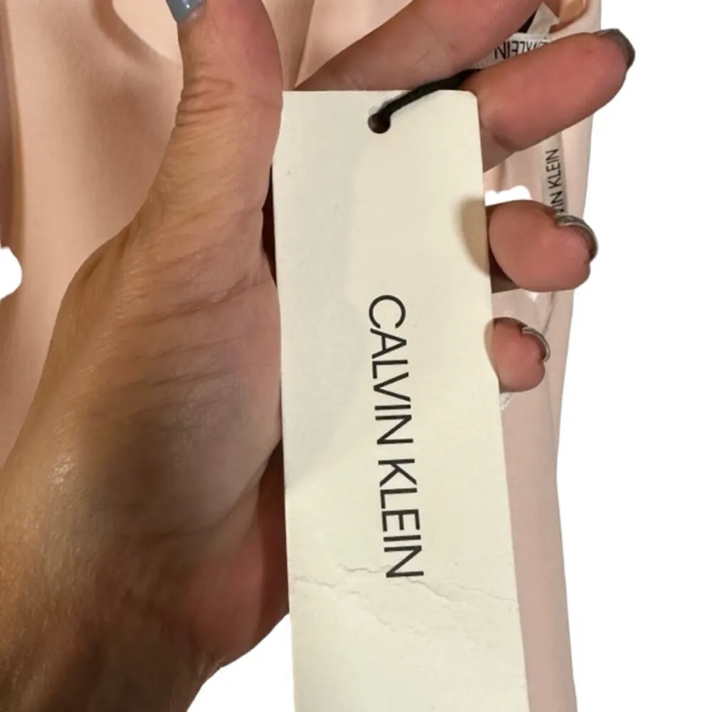 Calvin Klein Pink Mock Neck Bow Detail Fitted Retro Sheath Dress Women Sz 6 - Image 10