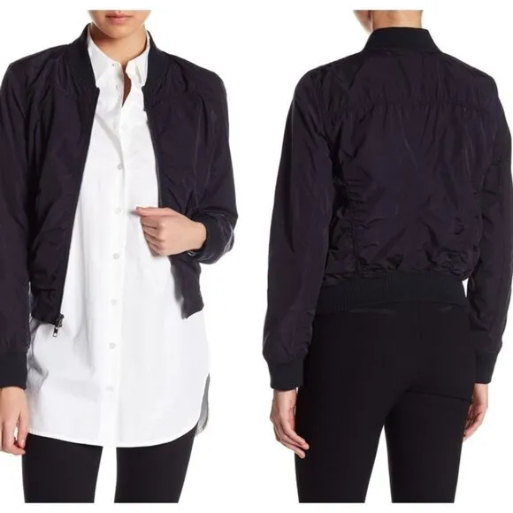 VINCE Washed Shrunken Bomber Jacket (XS) - Image 2
