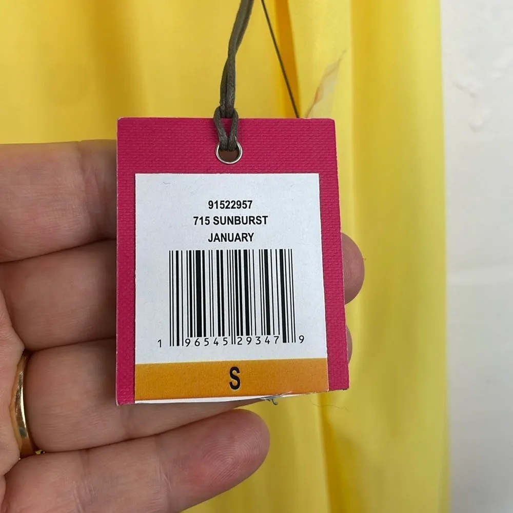 Vince Camuto Yellow Chiffon Dress Baby Doll Split neck tiered long sleeve Small - Image 12