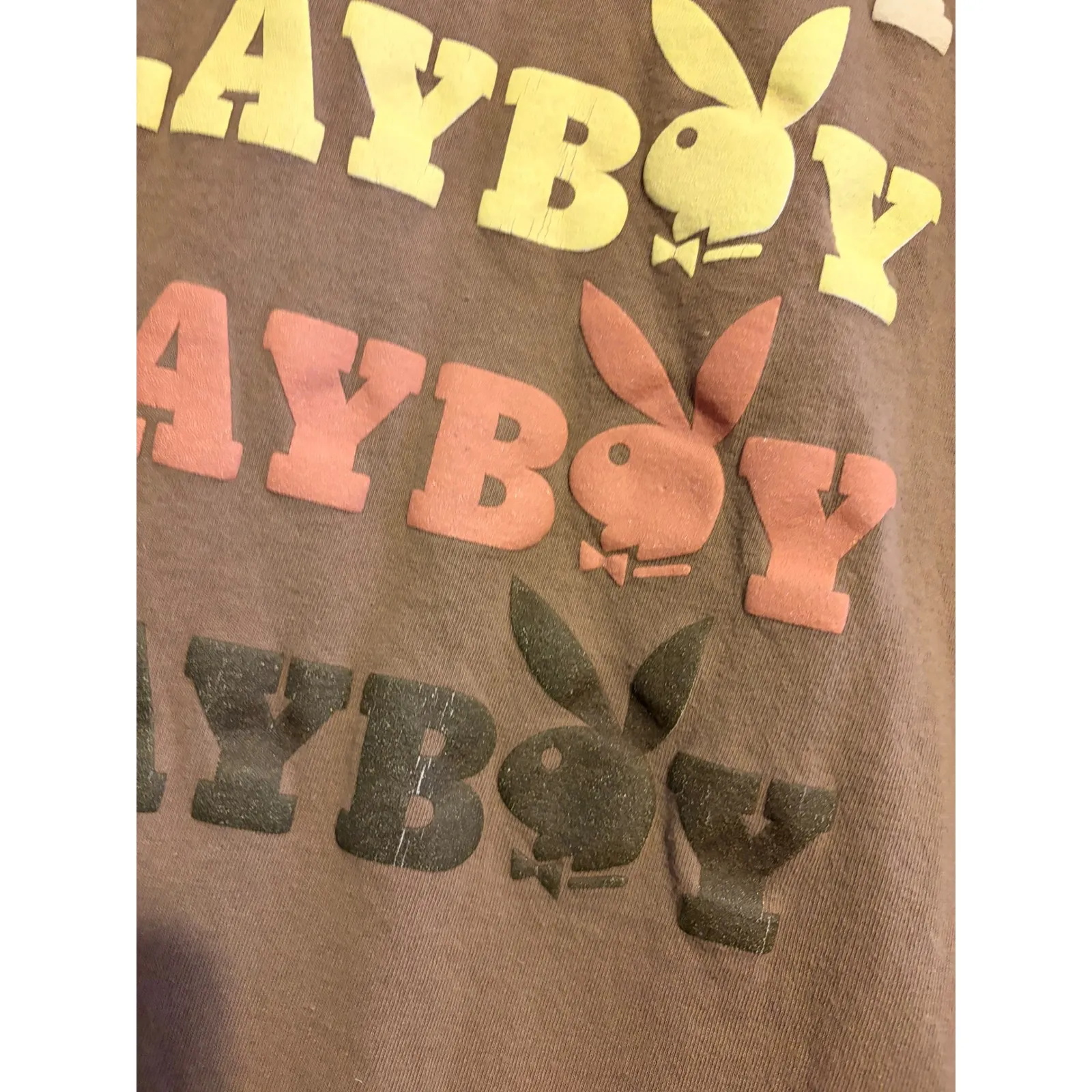 Playboy T Shirt Brown Graphic Print Short Sleeve Crew Neck Womens M - Image 5