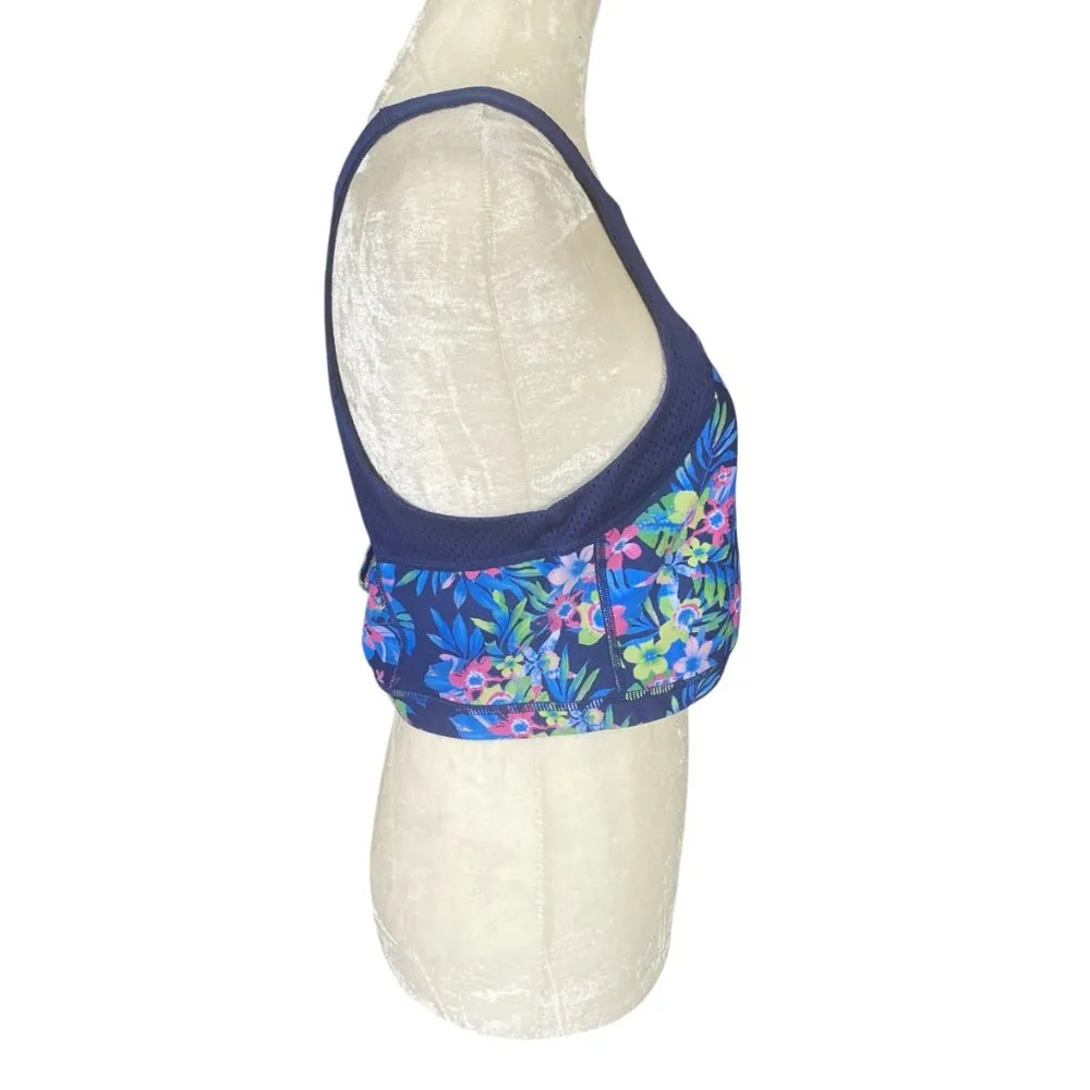 Kensie Performance quick dry blue and pink sports bra tank crop top size large - Image 3