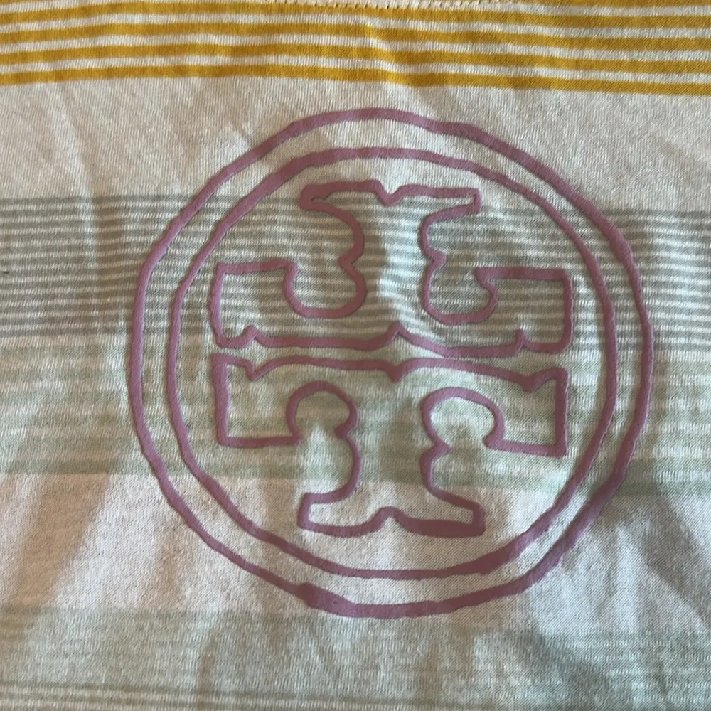Tory Burch Striped Pima Cotton Logo Tee Sz M - Image 6