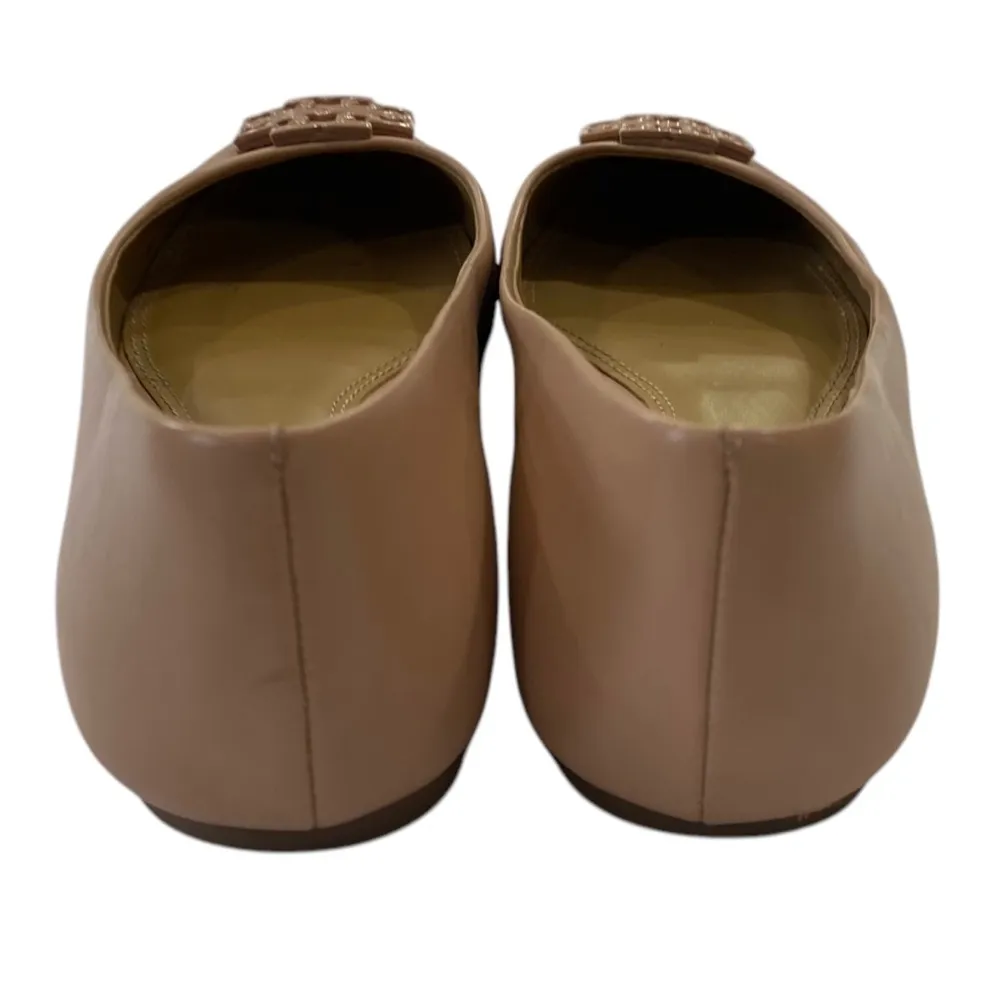 Tory Burch LOWELL 2 Tan Slip on ballet Leather Flats with logo Detail Size 6.5 - Image 4