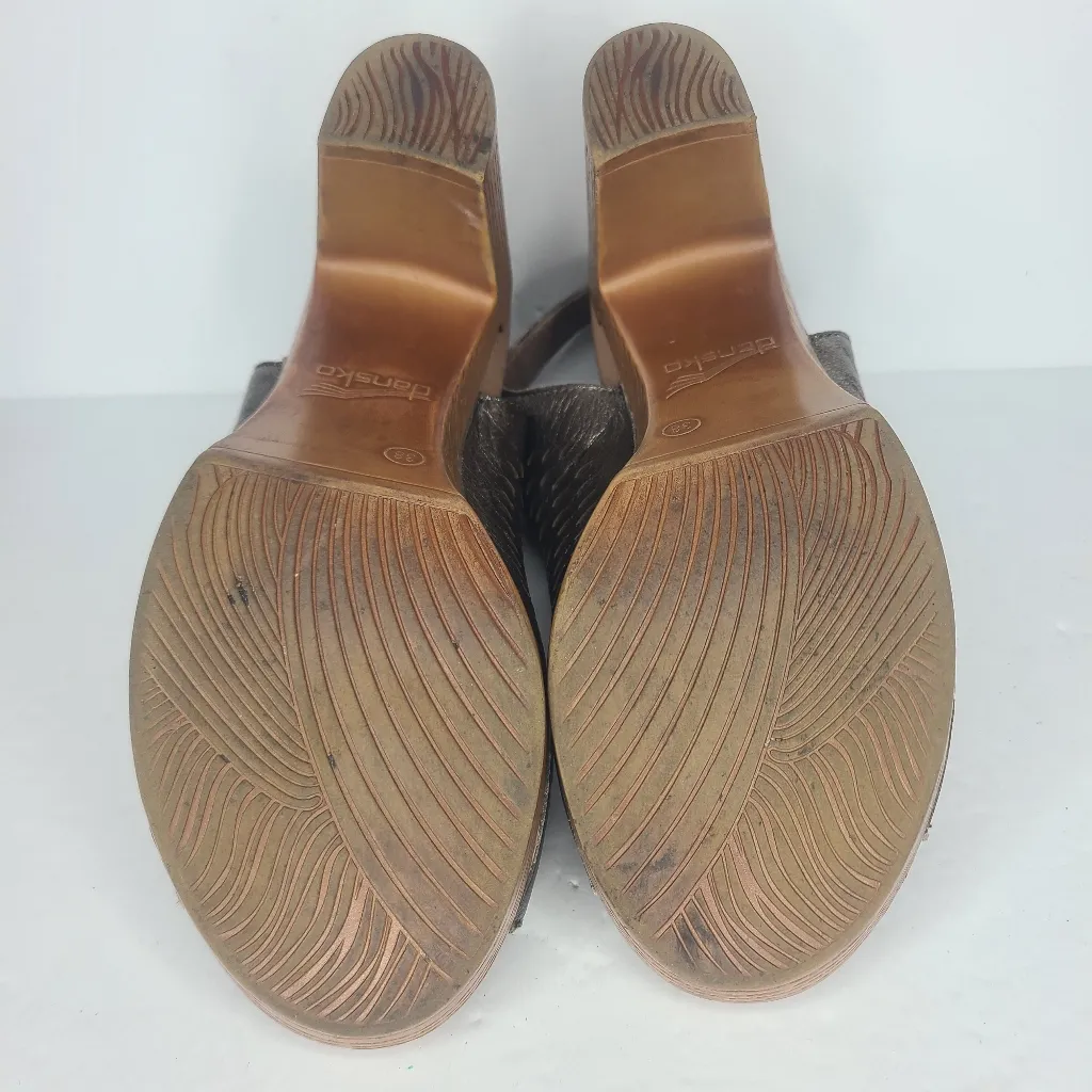 Dansko Danae Perforated Slingback Mule Sandals‎ Metallic Pewter EU 38 - Image 7