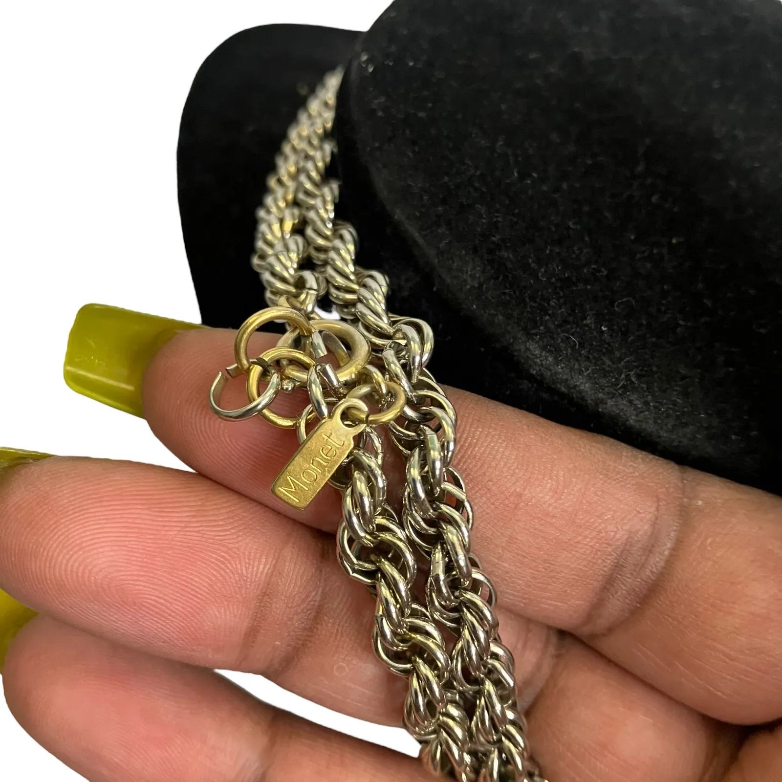 Vintage Monet Silver Tone Chunky Long Rope Chain Necklace - Image 3