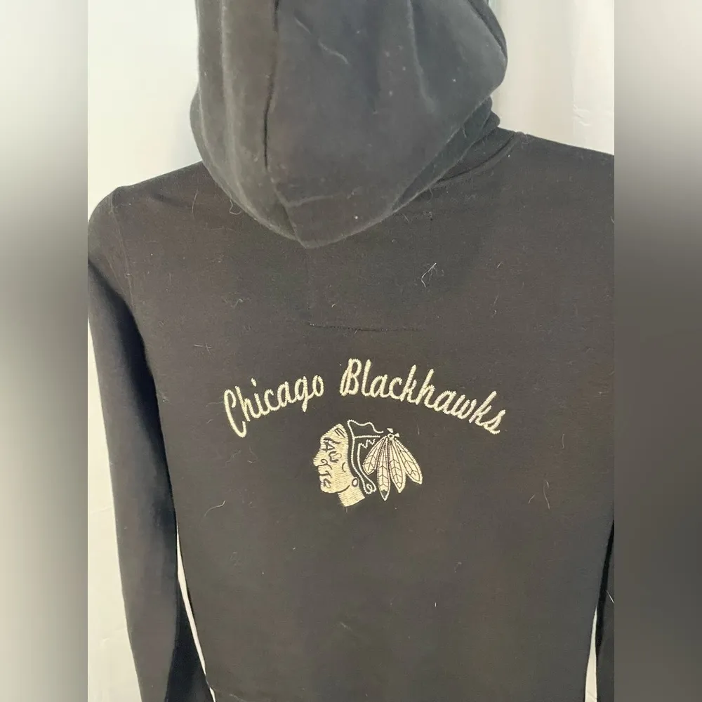 Chicago Blackhawks Old Time Hockey Full Zip‎ Sweatshirt Jacket Women's M Black - Image 5