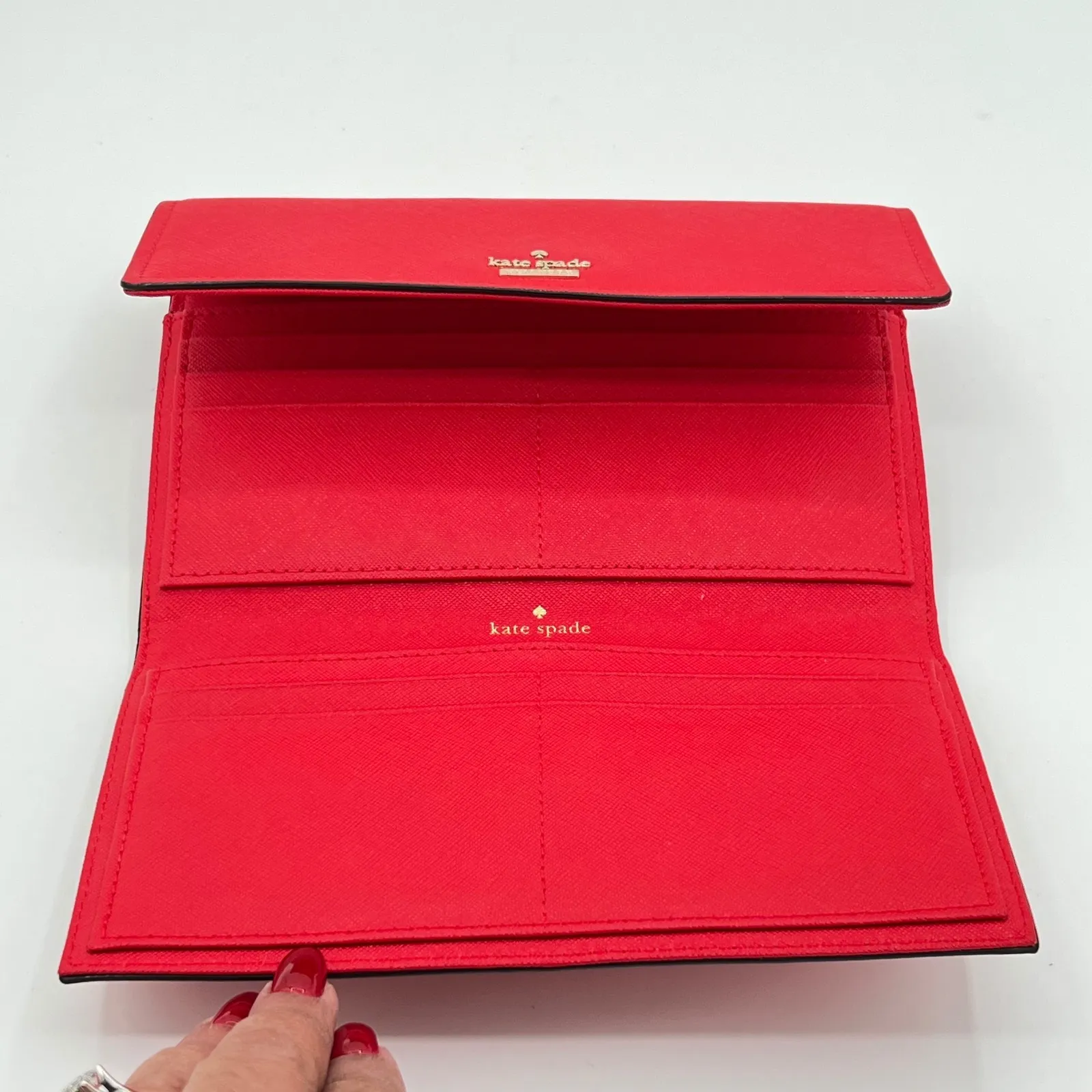 Kate Spade Cameron Street Stormie Red Saffiano Convertible Leather Wallet Luxury - Image 4
