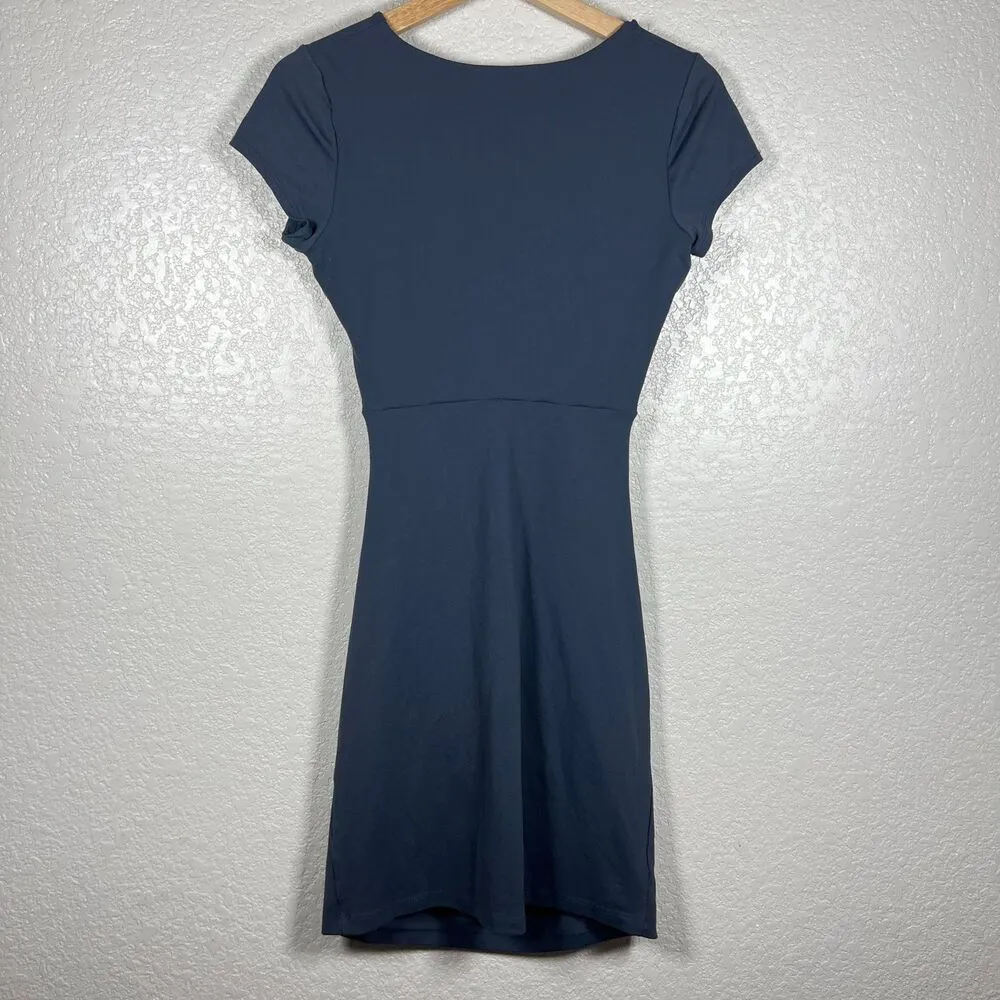 Dress Women XS Grey Ruched Stretch Cocktail Knee Length Workwear - Image 5