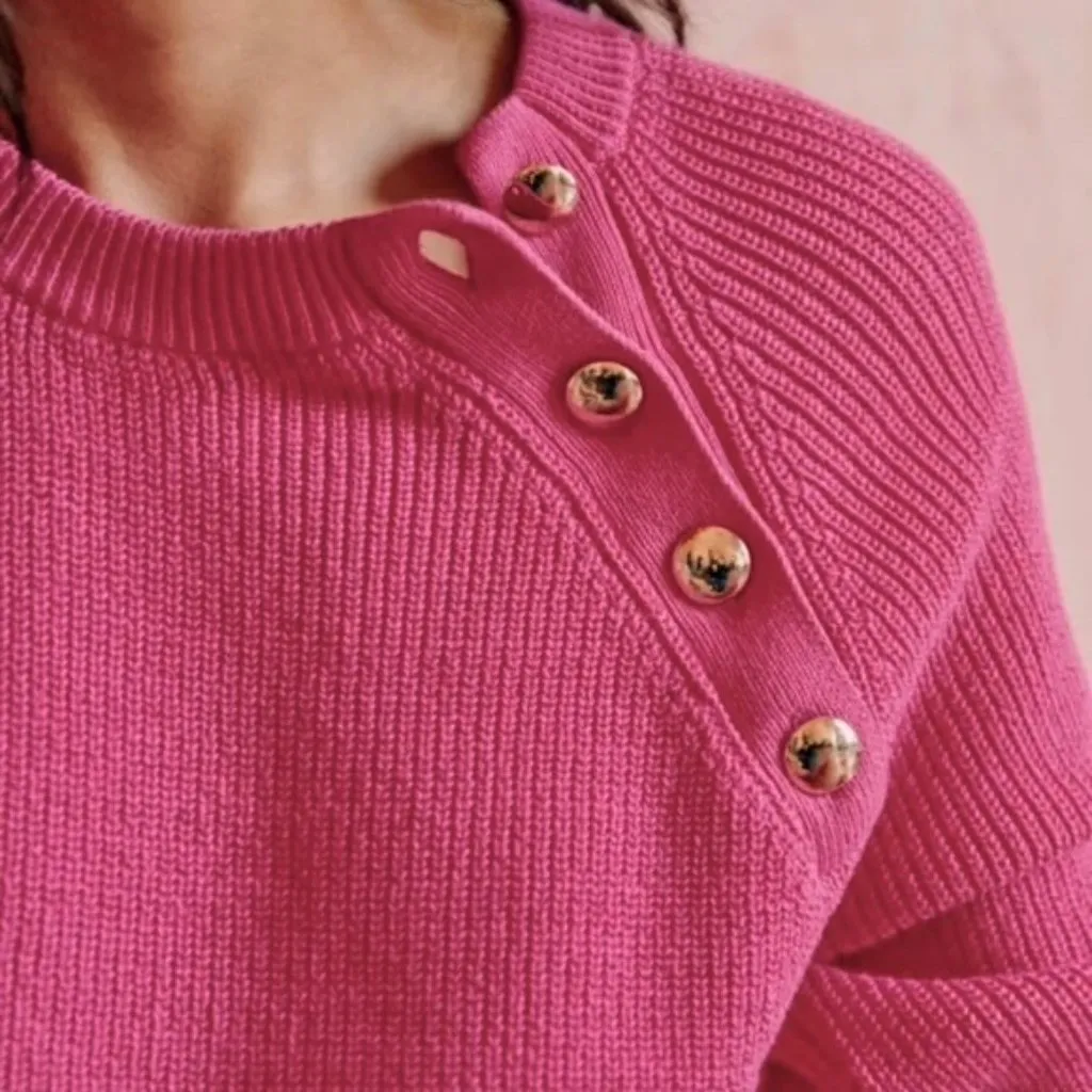 Sezane Gary Knit Sweater in Pink Size M - Image 3