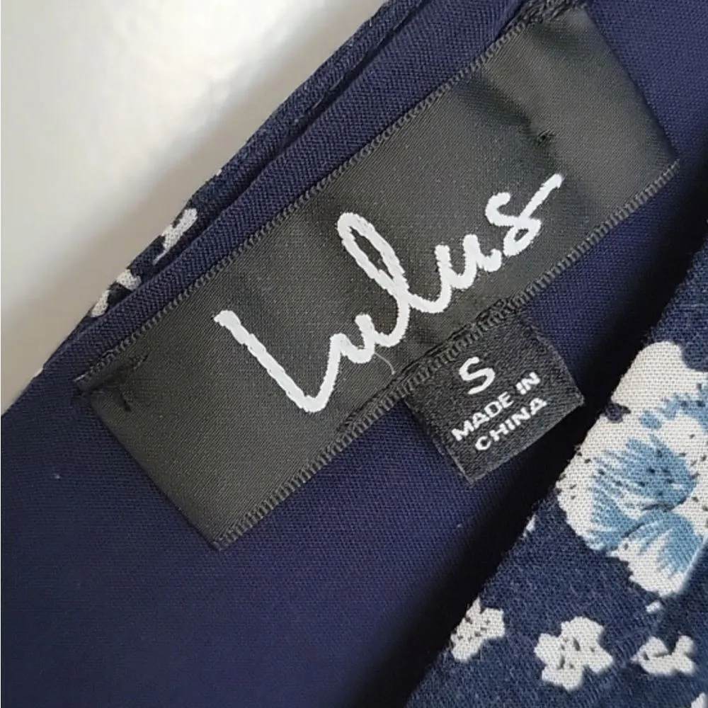 Lulus Poppy Patch Navy Blue Floral Print Skater Dress Blue - Image 9