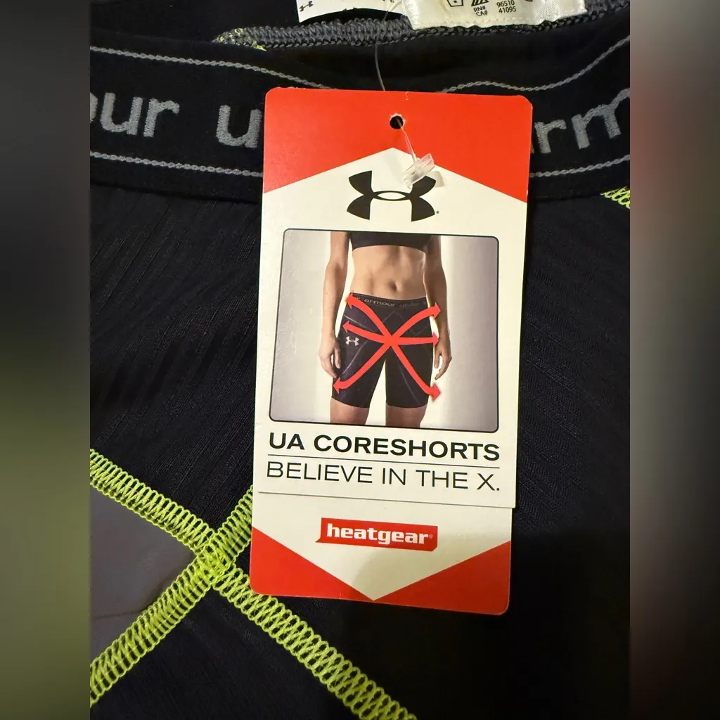 Under Armour Women’s Support Coreshorts Black/Grey/Lime Green -S/M - Image 3