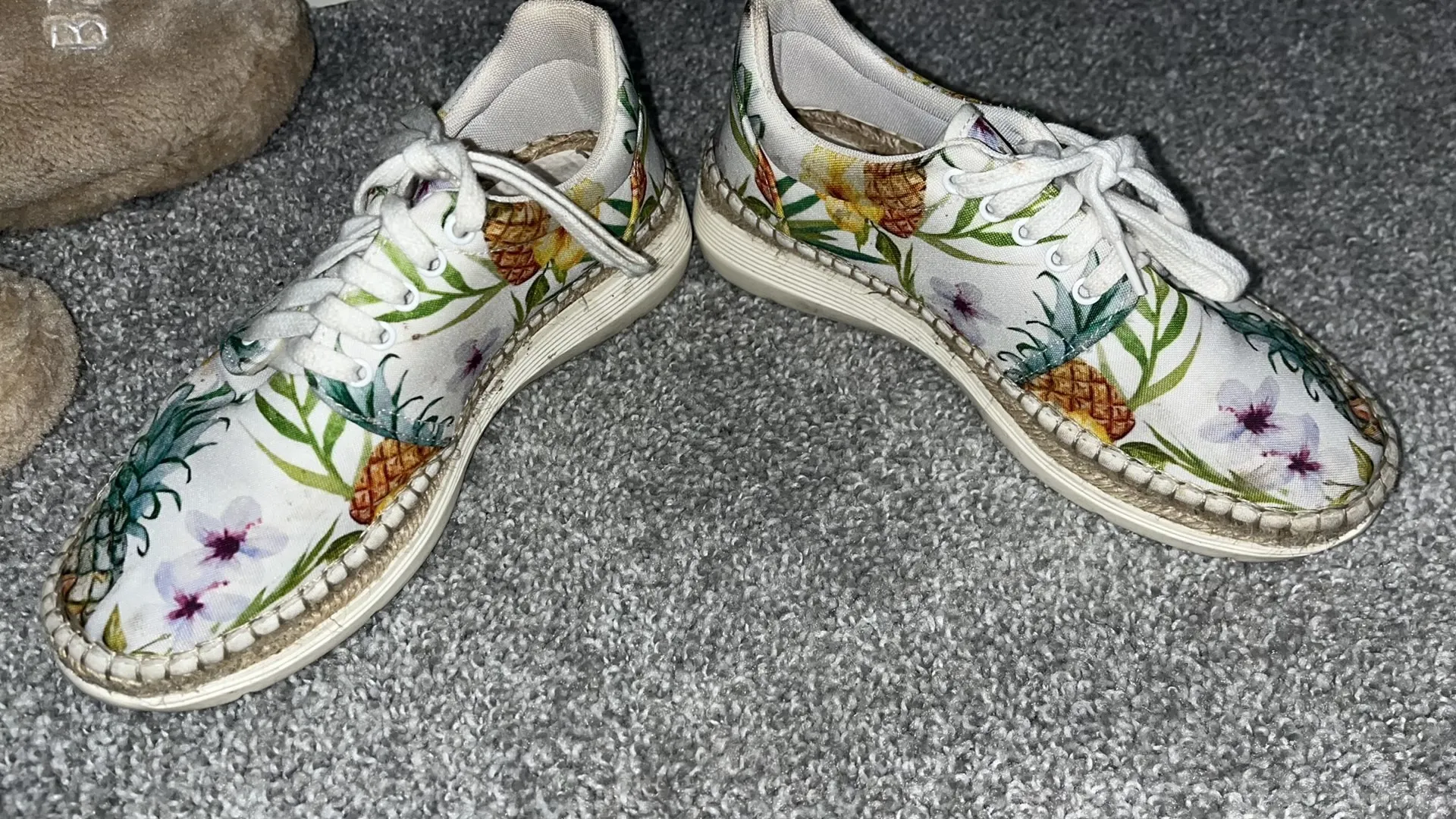 Free People Jackson White Tropical Print Espadrille Pineapple Sneakers - Image 3