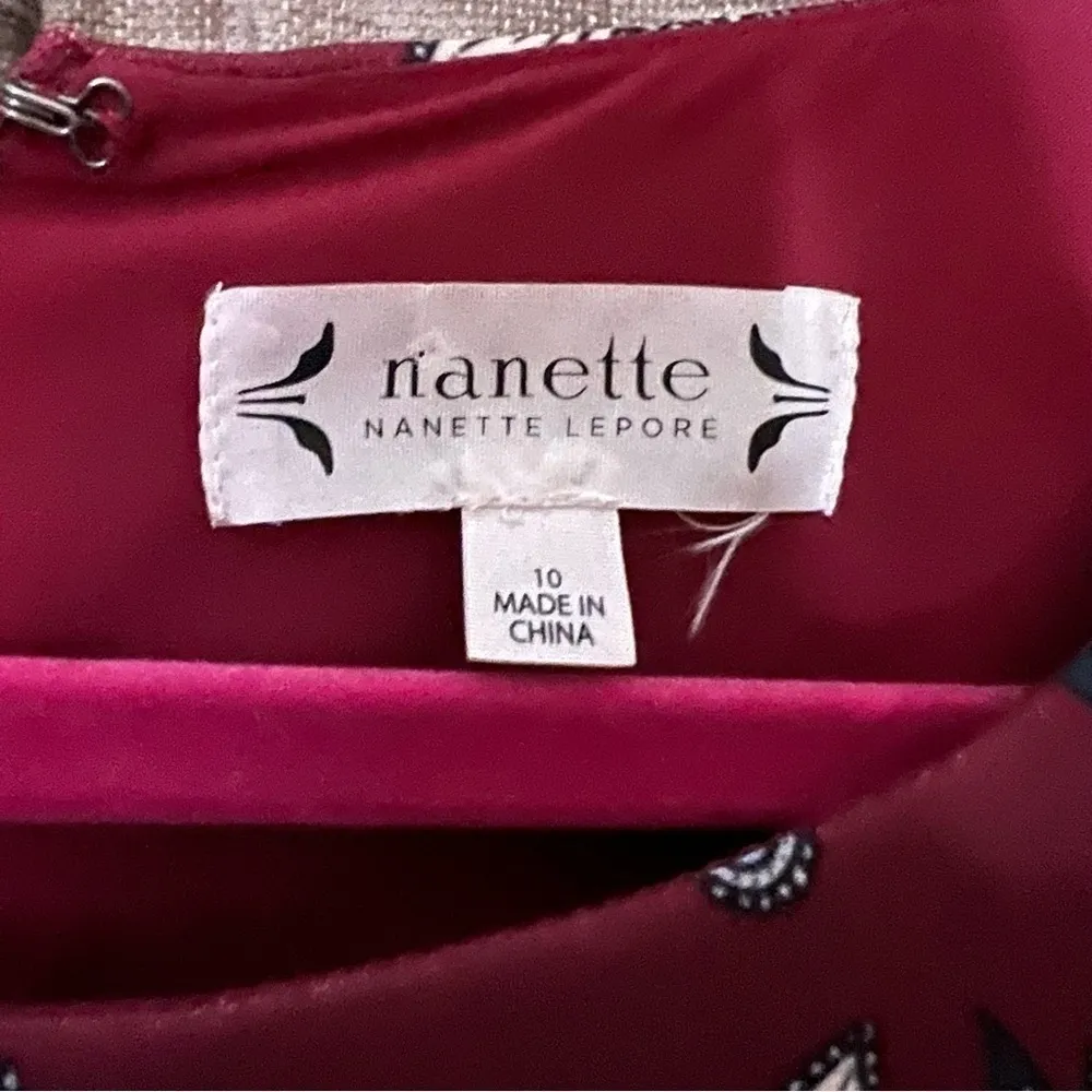 Nanette Lenore Wine Red Floral Trumpet Three Quarter Ruffle Sleeve Dress Size 10 - Image 9