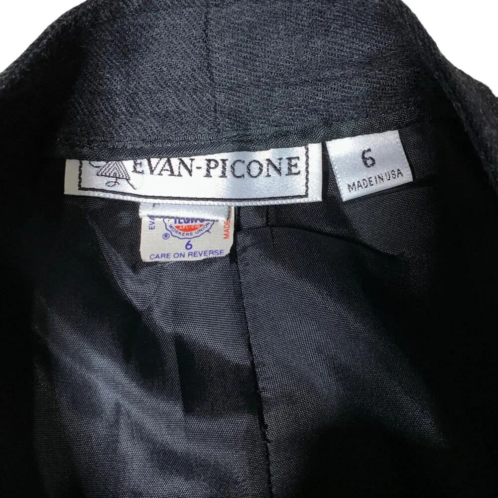 Vintage Evan Picone Wool Pants Made in USA Size 6 Dark Gray Slacks - Image 9