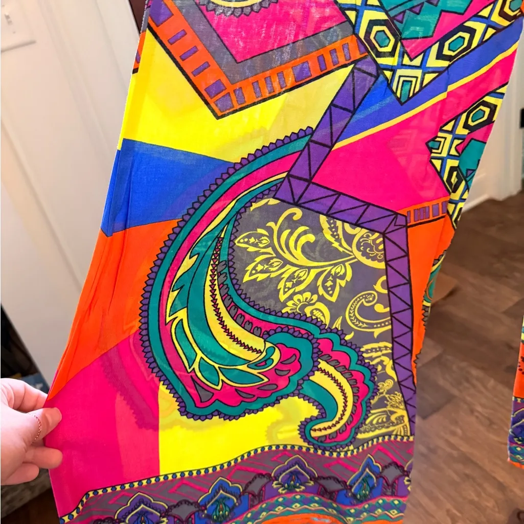 Flying Tomato Orange and Purple Patterned Wide Leg Pull-On Palazzo Pants - Image 5