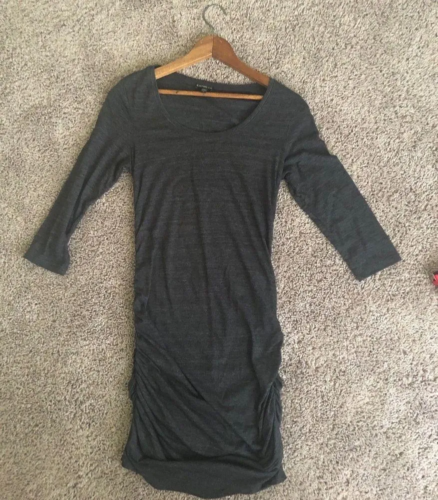 Express Heather Grey Maternity Dress - Image 3