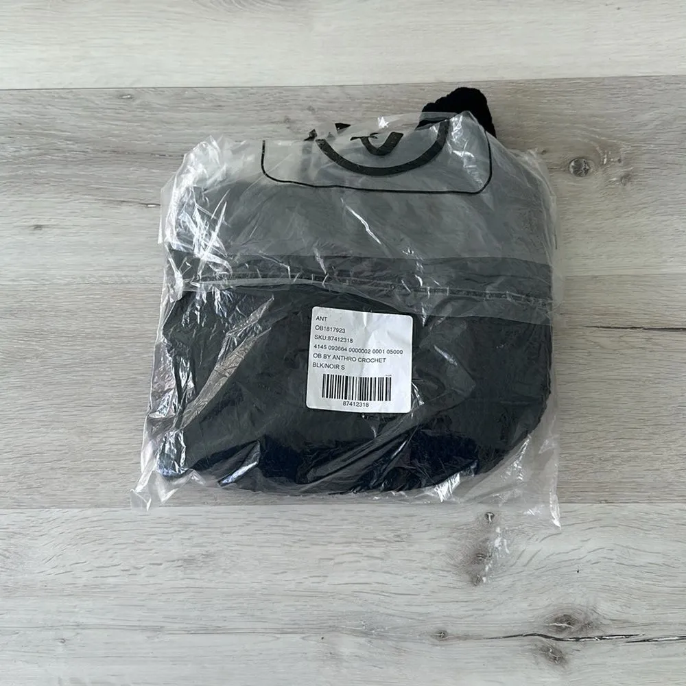 Anthropologie Crochet Hooded Cover-Up Dress Black S NWT IN PACKAGE - Image 6